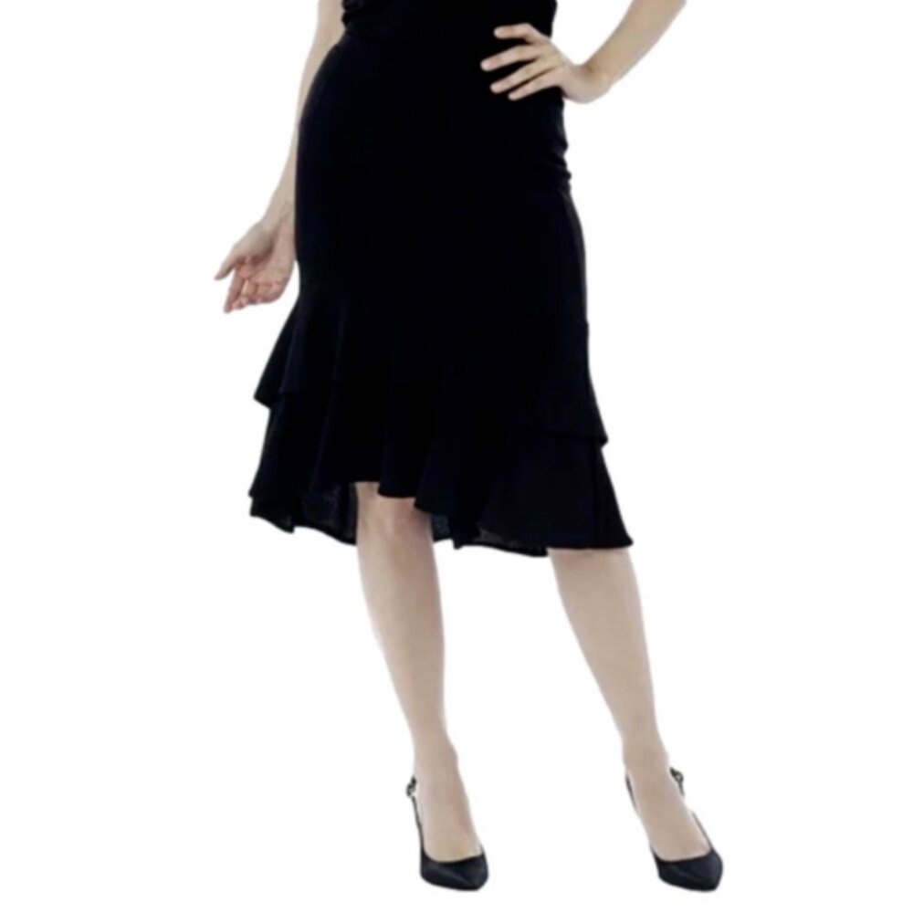 NEW Guillaume Black Stretch Ruffle Skirt Size XS (bin 1Z)